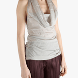 Grey top worn by a person, showing the top fit