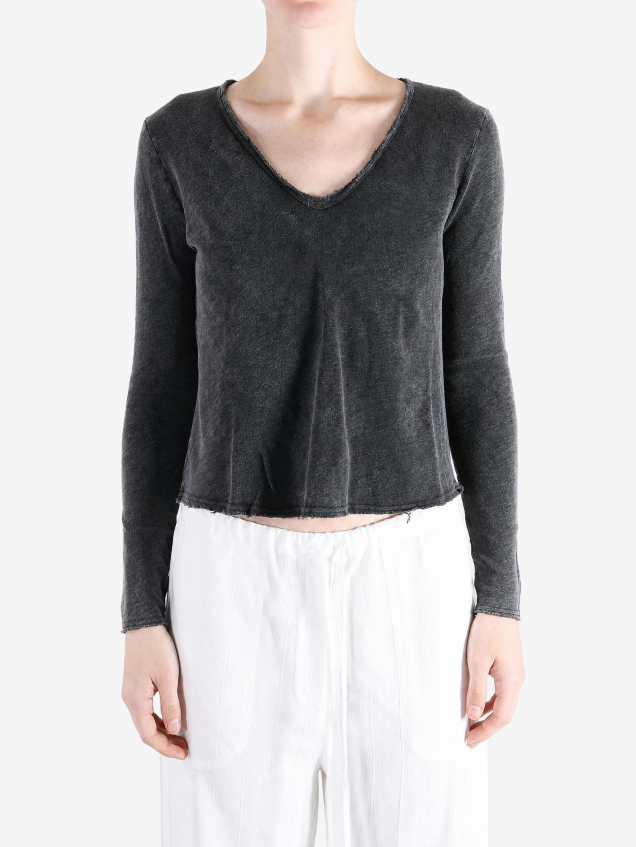 Black t-shirt worn by a person, showing the t-shirt fit