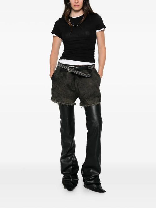 Black shorts, full body view