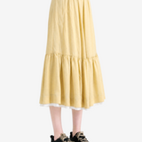 Tan skirt, full body view