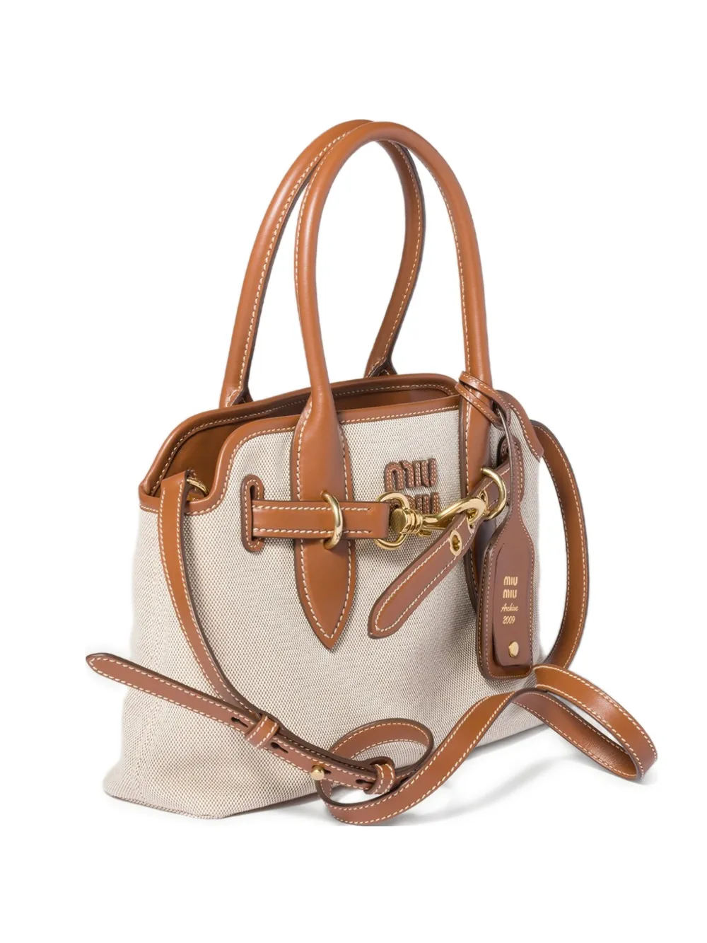 Tan bag, front view