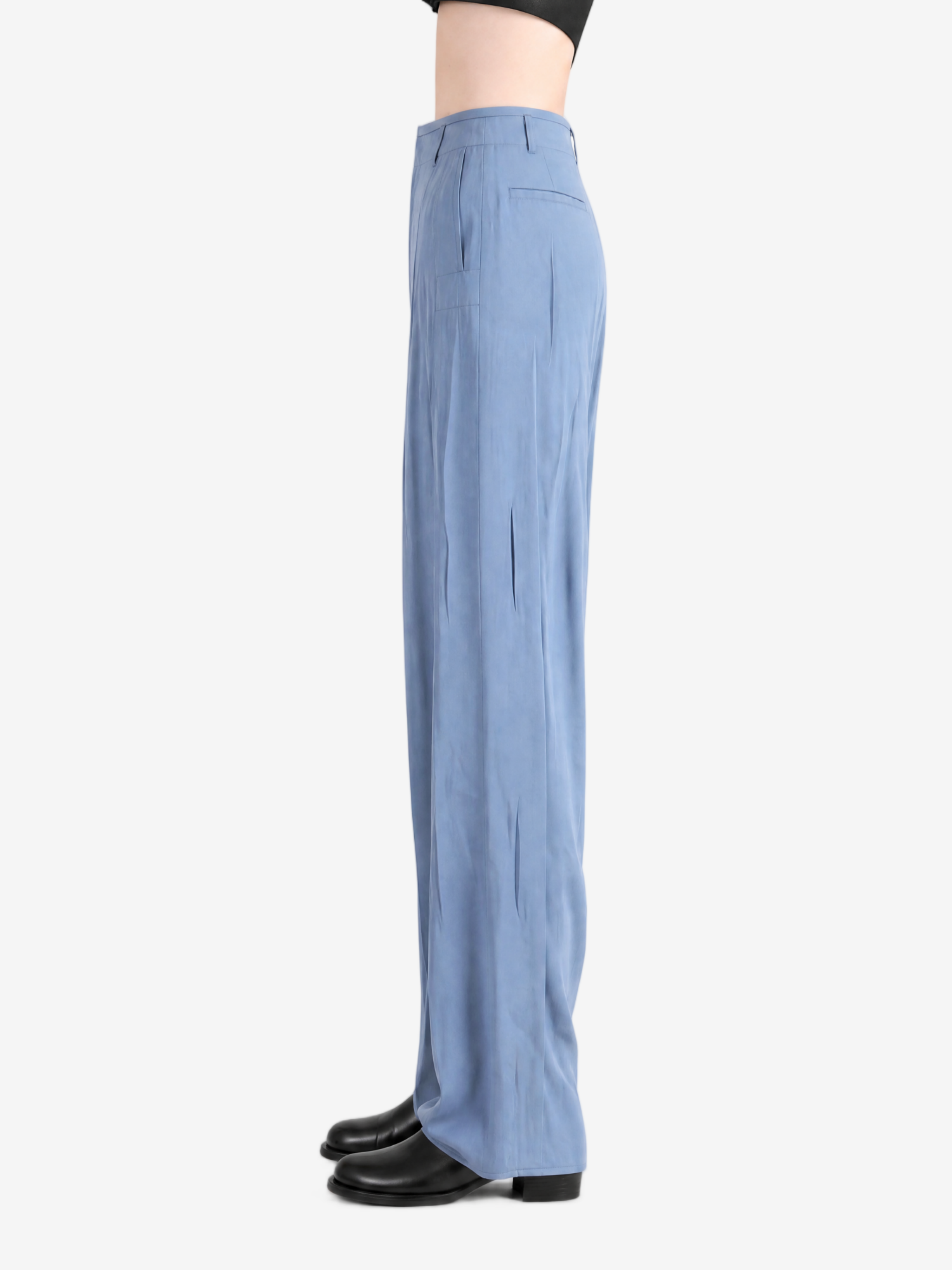 Blue pants, full body view