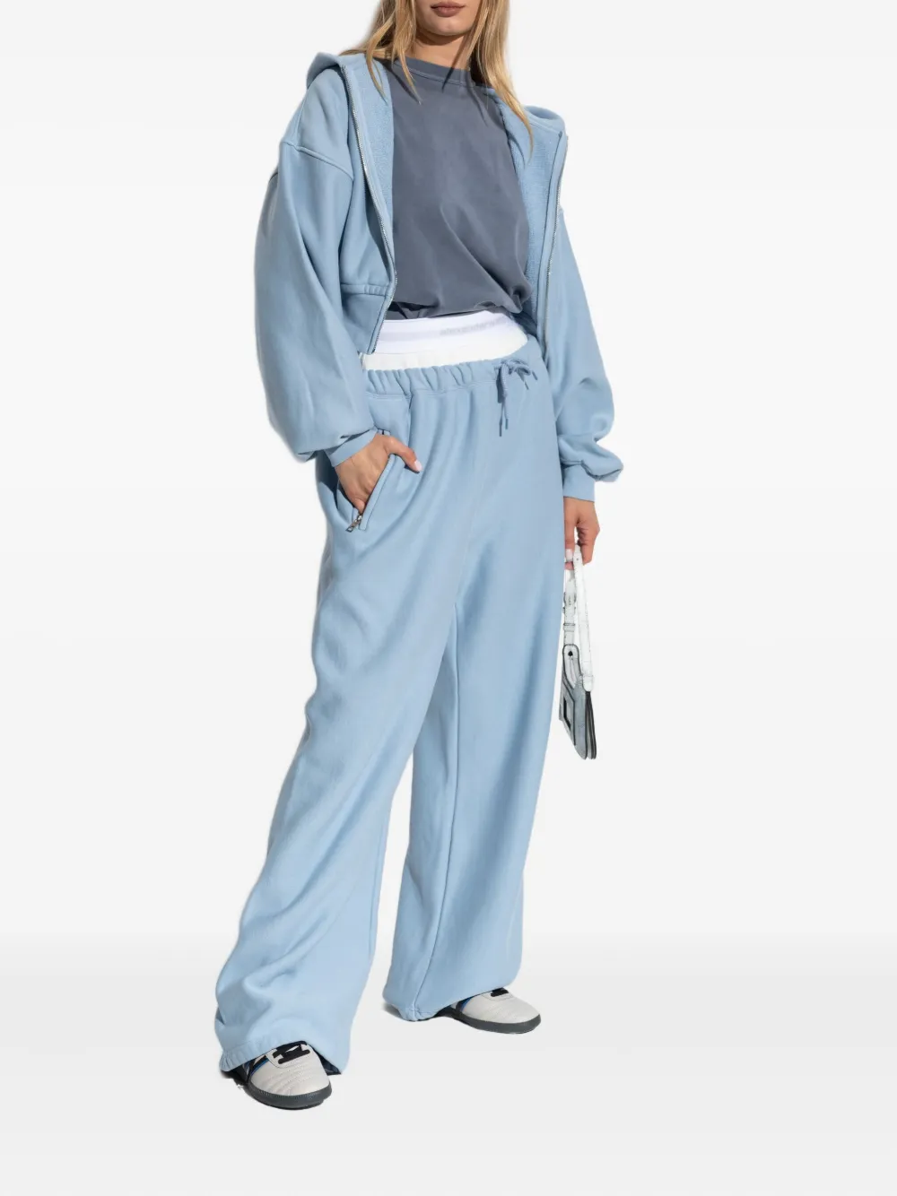 Blue hoodie,full body view