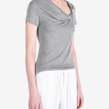 Grey top worn by a person, showing the top fit
