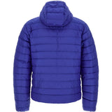 Blue hoodie, back view