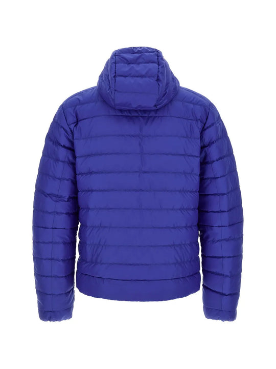 Blue hoodie, back view