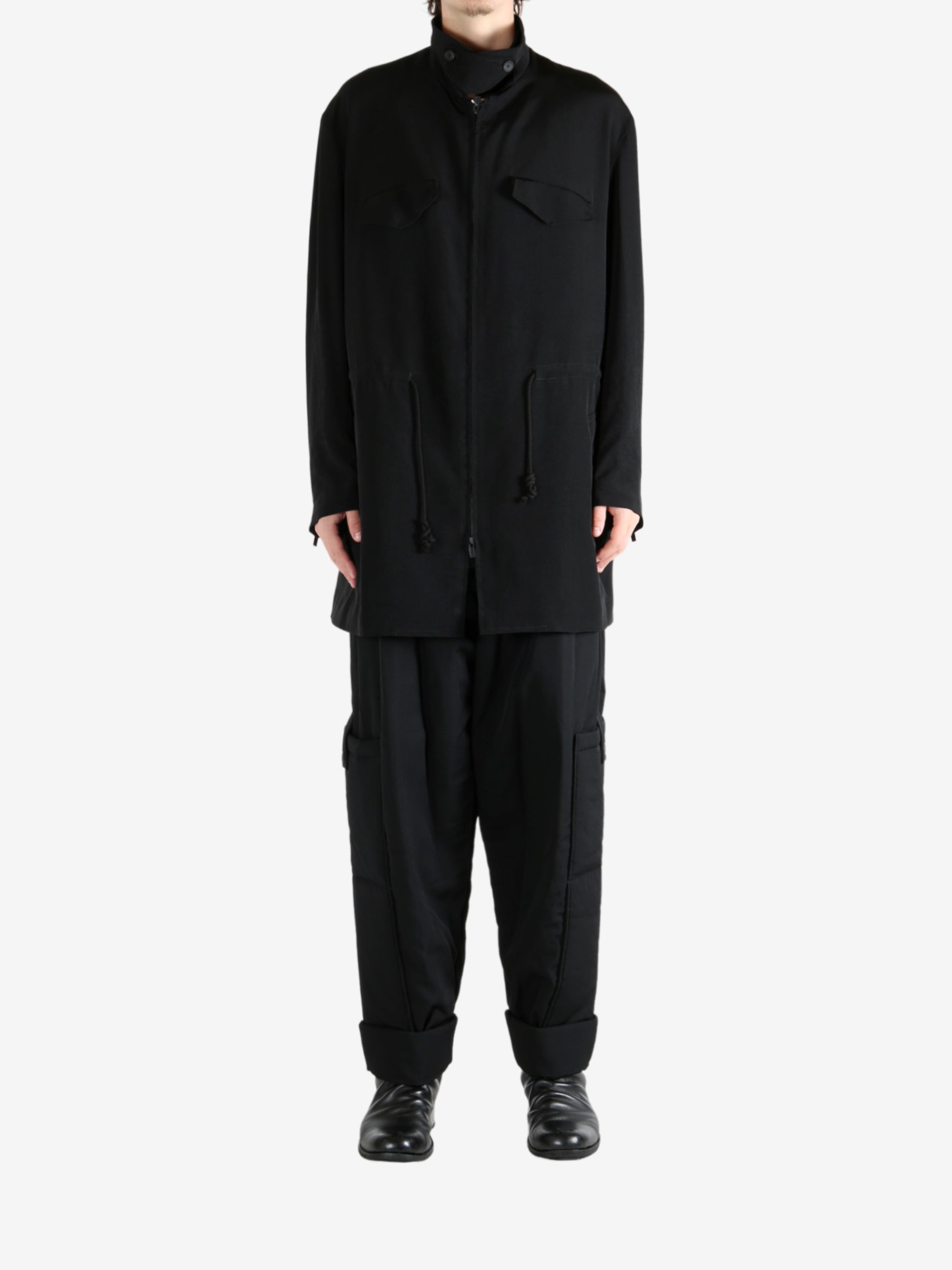 Black coat, full body view