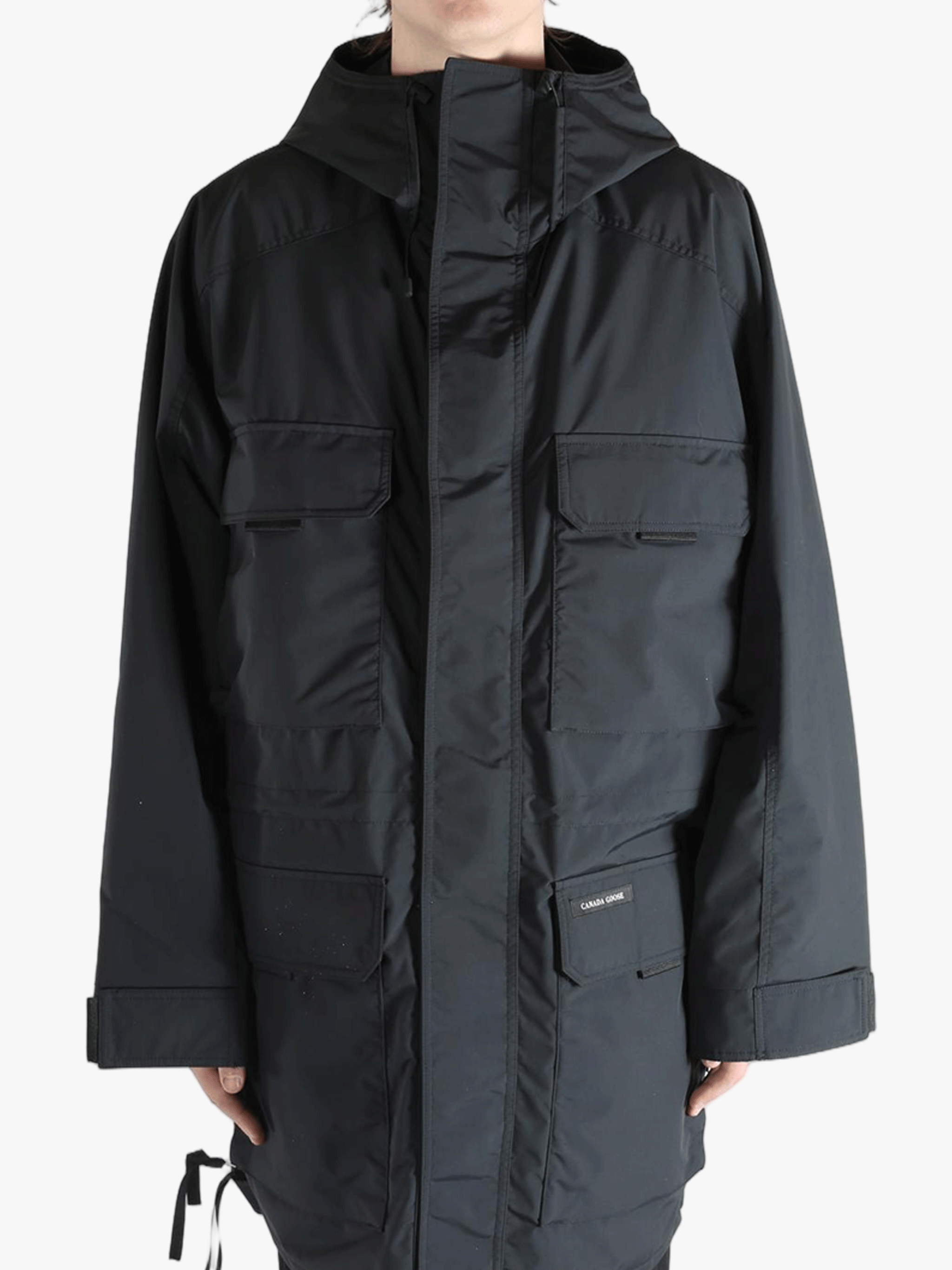 Black jacket worn by a person, showing the jacket's fit