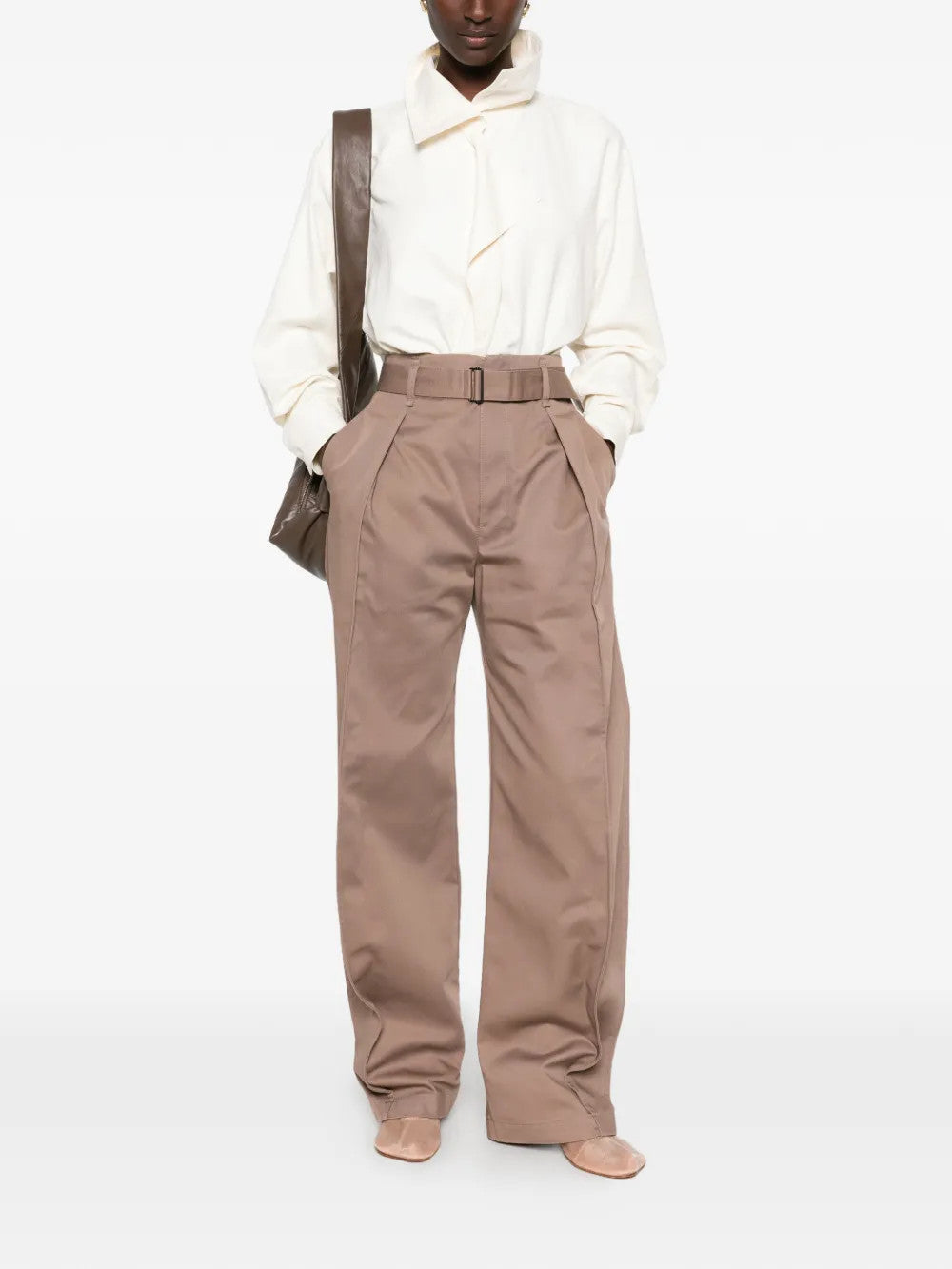 Tan pants, full body view
