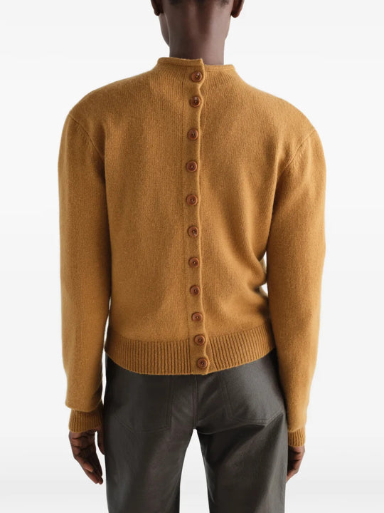 Tan hoodie, full body view