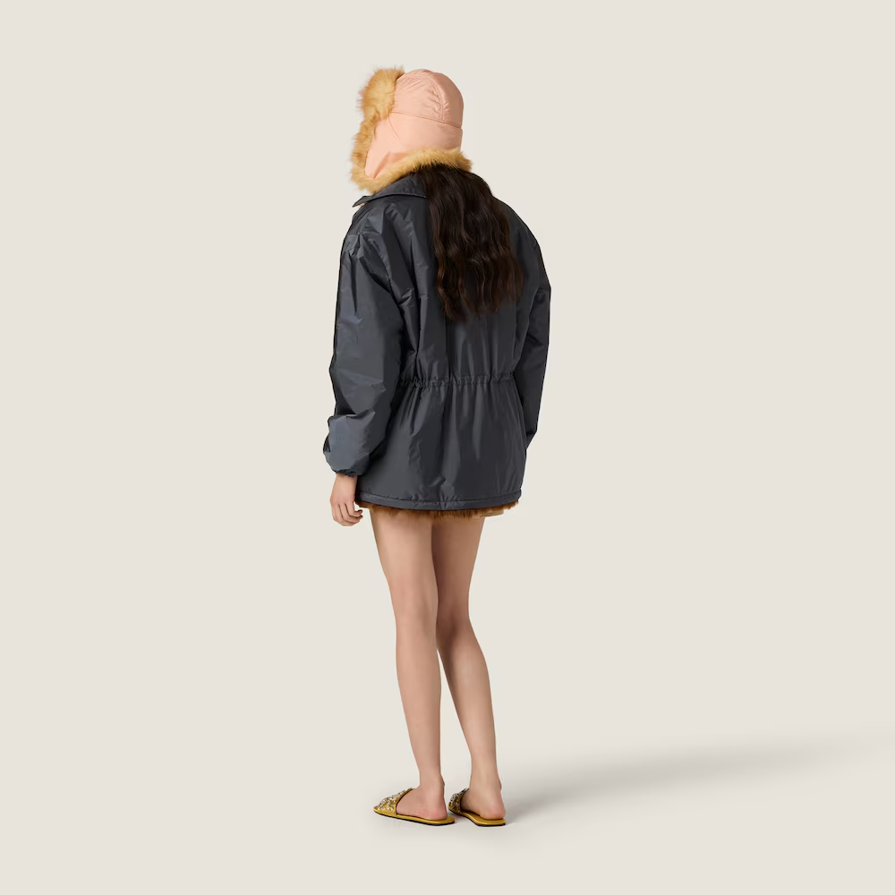 Navy jacket, full body view