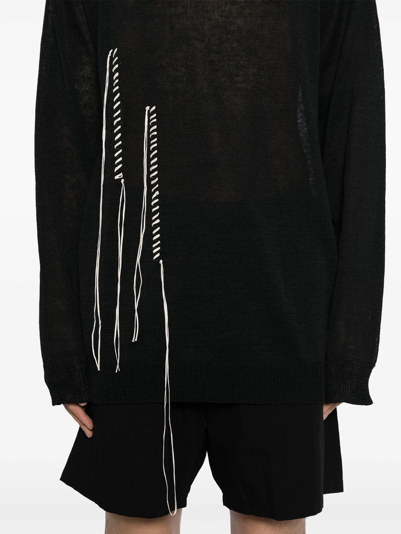 YOHJI YAMAMOTO POUR HOMME - Men String Detail Crewneck Jumper