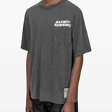 Grey t-shirt worn by a person, showing the t-shirt fit