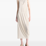 Tan dress, full body view