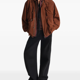 Brown jackets-coats, full body view