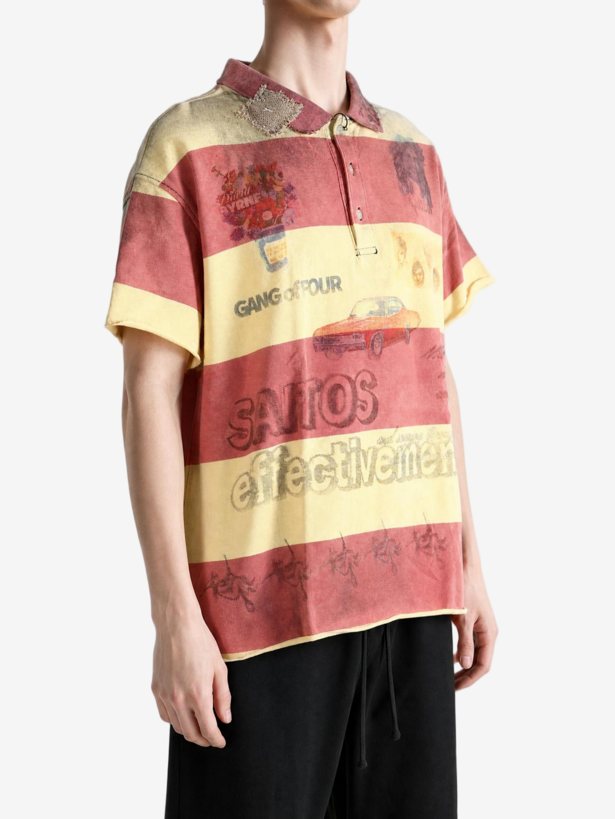Red shirt worn by a person, showing the shirt fit