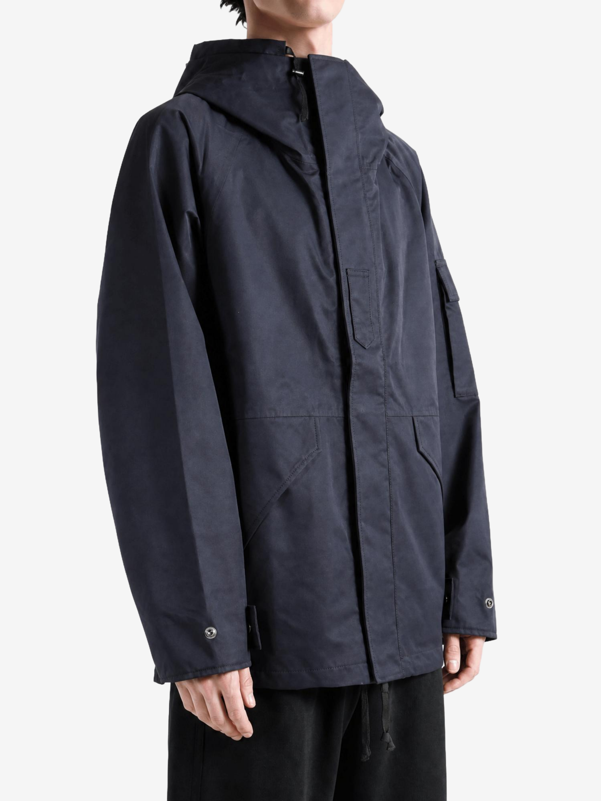 Navy jacket, front view
