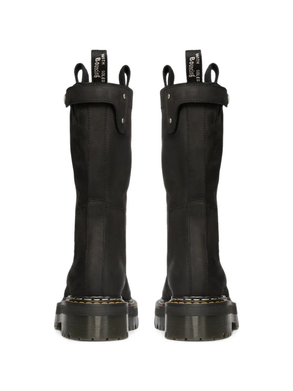 Black boots, back view