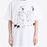 White t-shirt, full body view