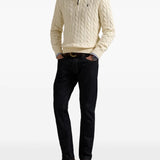 Creme sweater, full body view