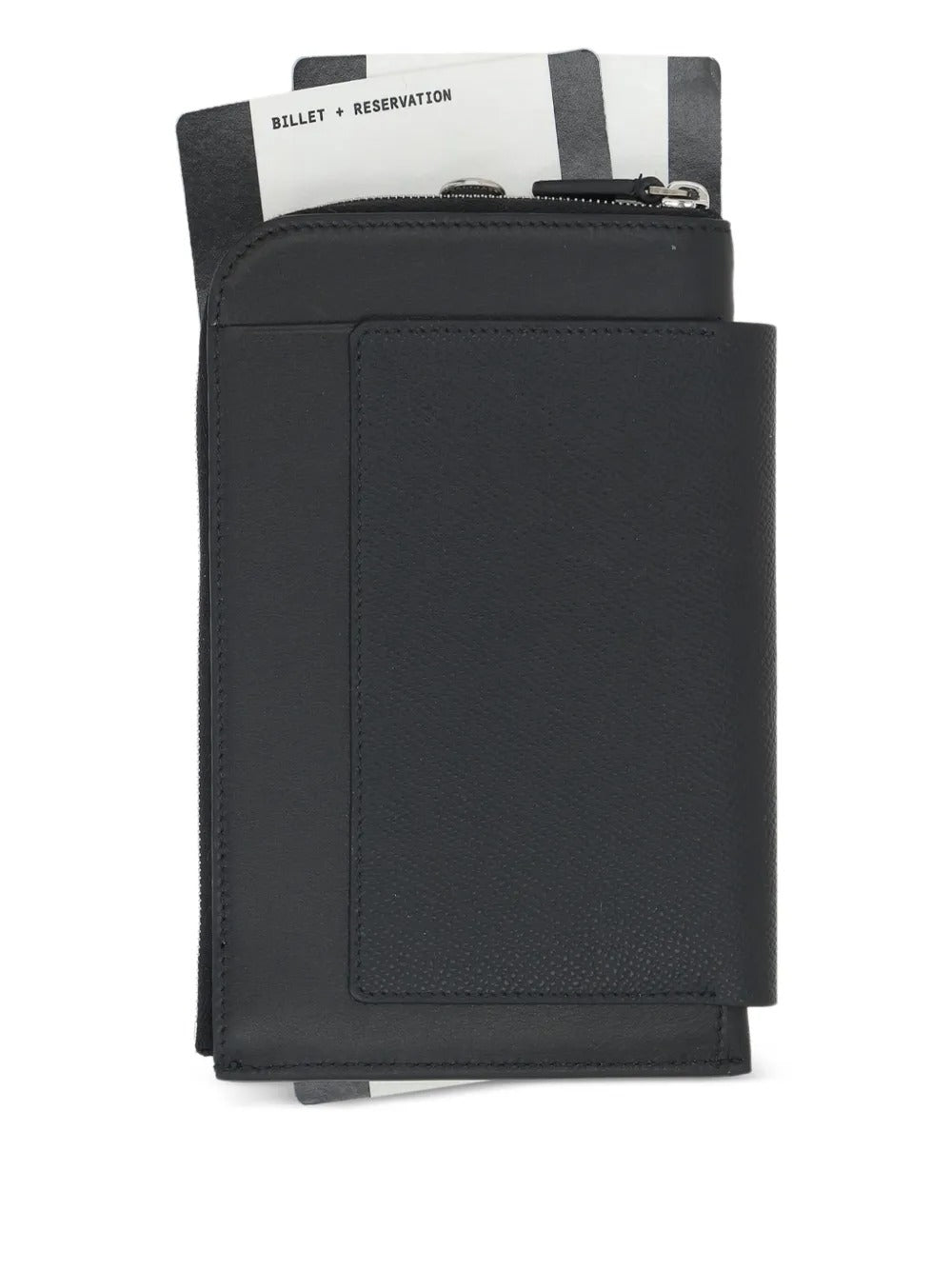 Close up of the black holder, showing texture of the calfskin fabric