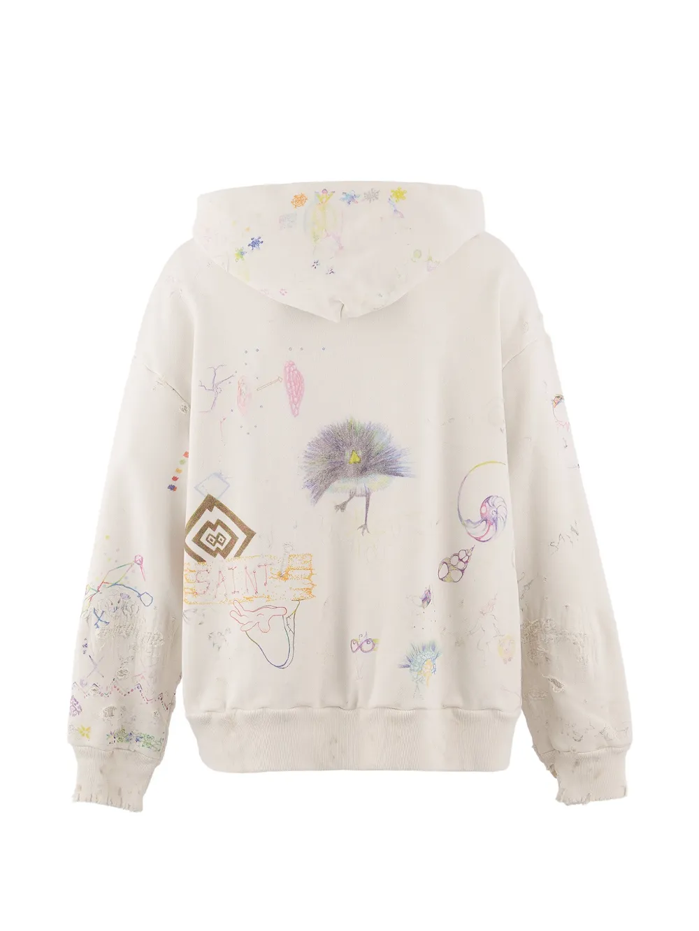 White hoodie, back view