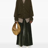 Green cardigan, full body view