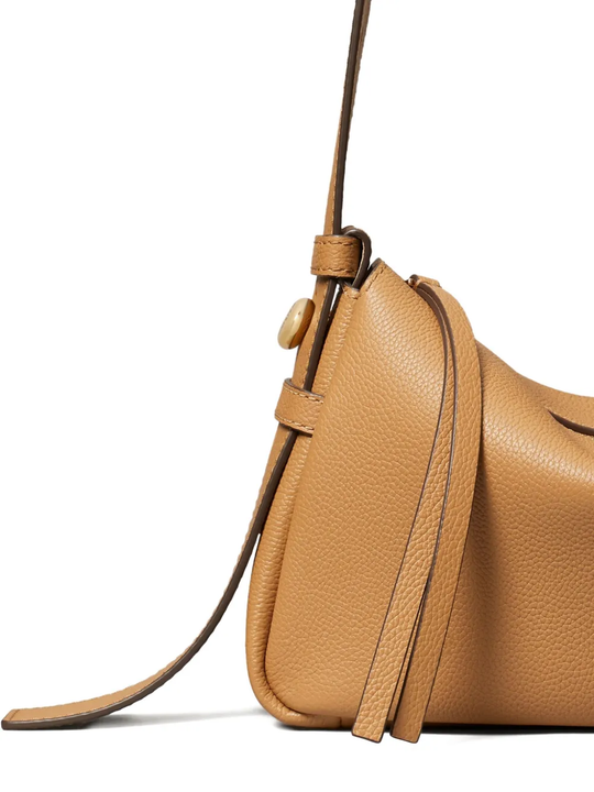 Close up of brown bags, showing texture of the blended fabric