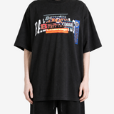 Black t-shirt, full body view