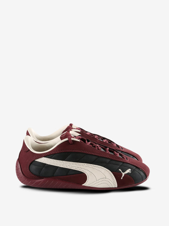 Burgundy sneakers, side view