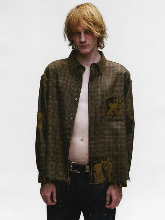 Brown shirts worn by a person, showing the shirts fit