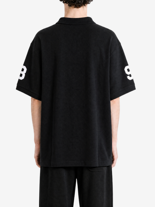 Black t-shirt, full body view