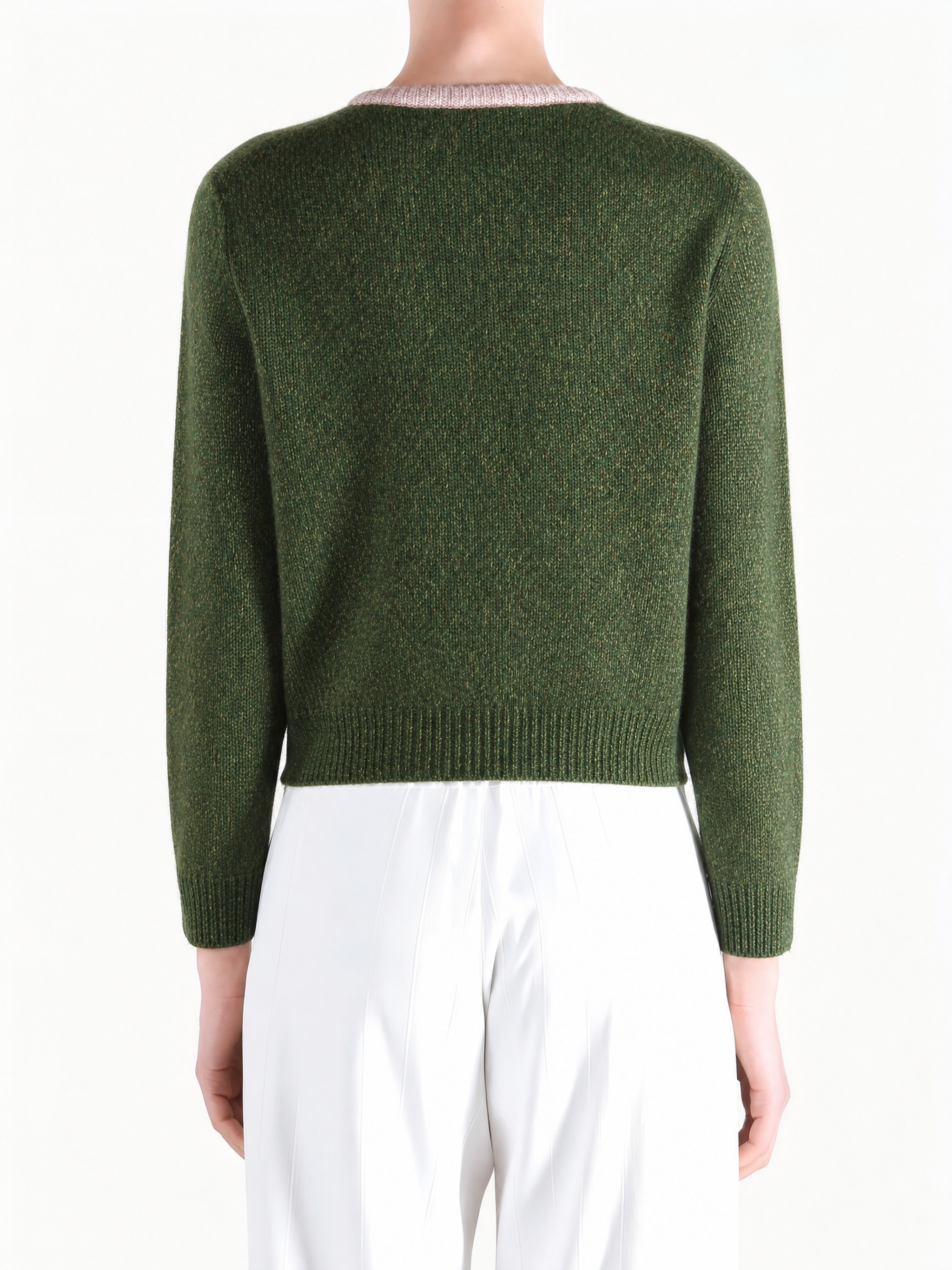 Green knitwear, full body view