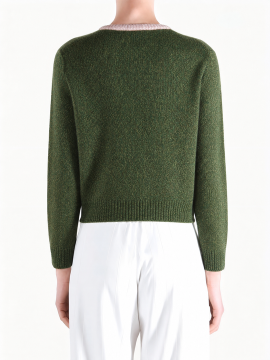 Green knitwear, full body view