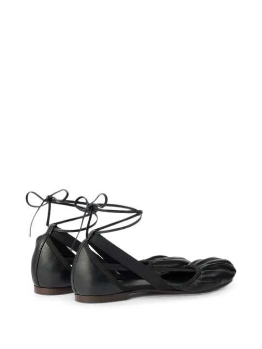 Black flats, back view