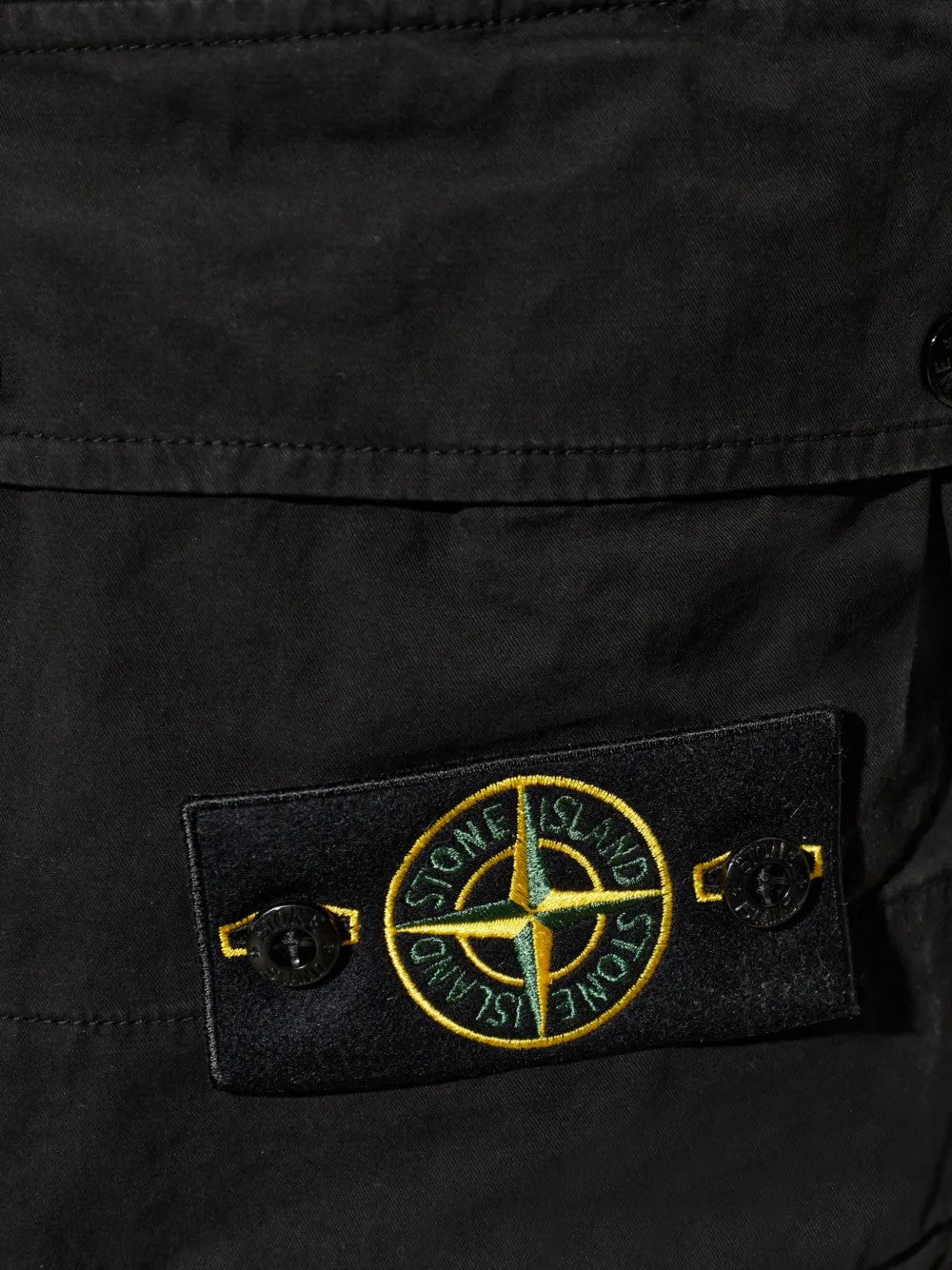Close up of Black shorts, showing texture of the 100% cotton fabric