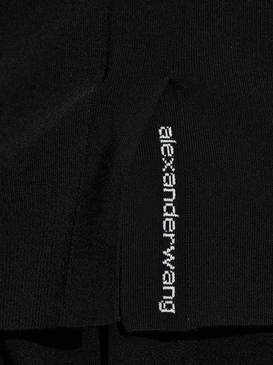 Close up black top, showing texture of the cotton fabric