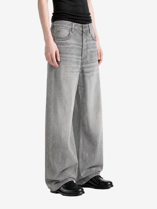 Grey jeans, full body view