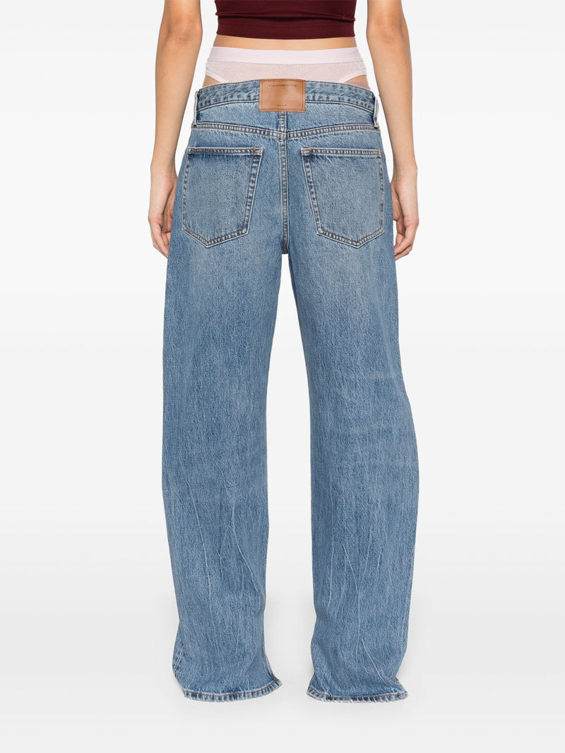 ALEXANDER WANG - Women Slit Hem Jean Prestyle Hotfix Mesh Undie