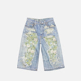 Blue shorts, front view