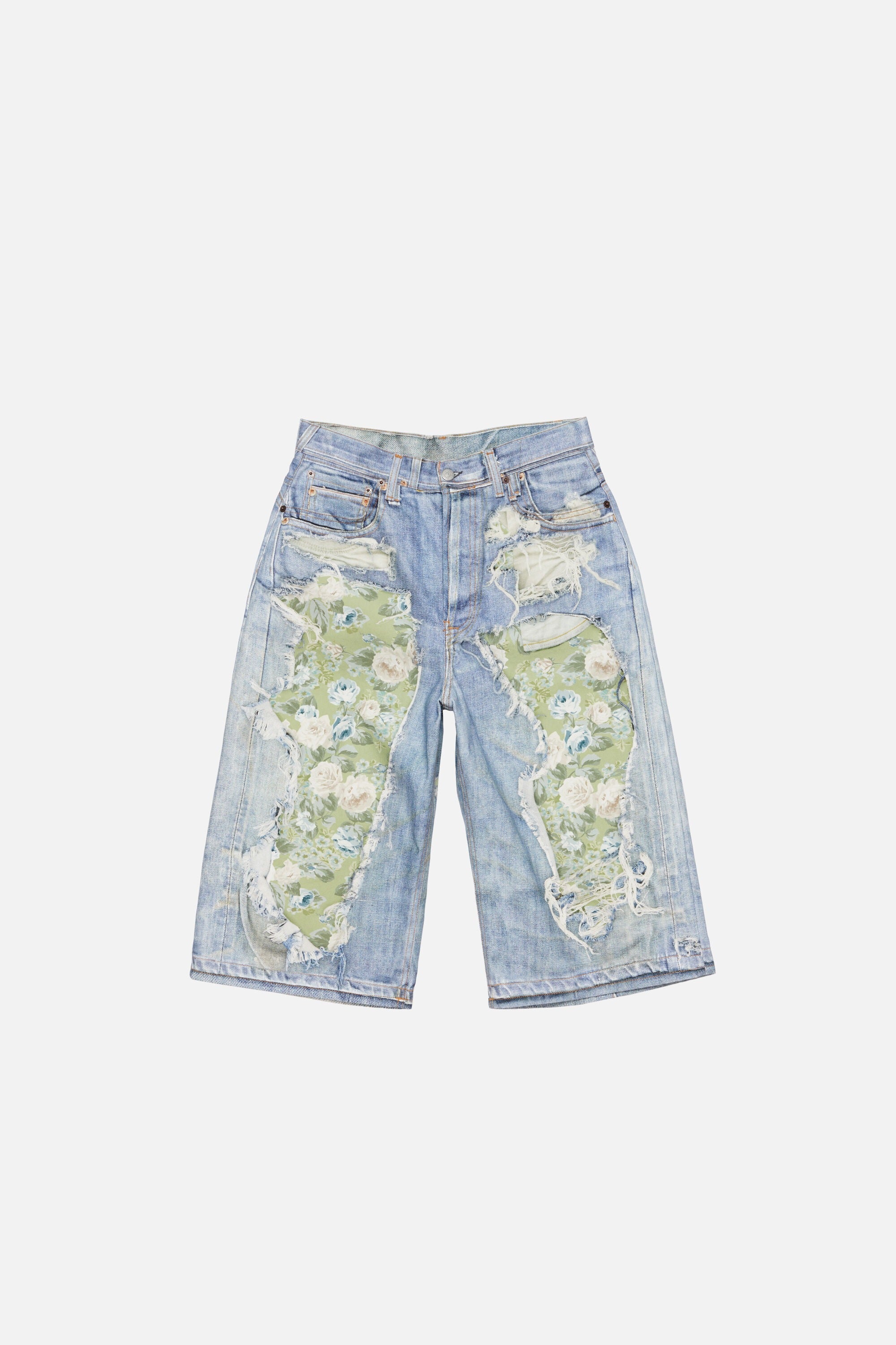 Blue shorts, front view