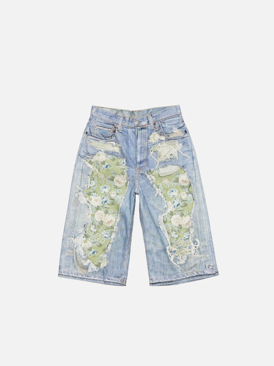 Blue shorts, front view