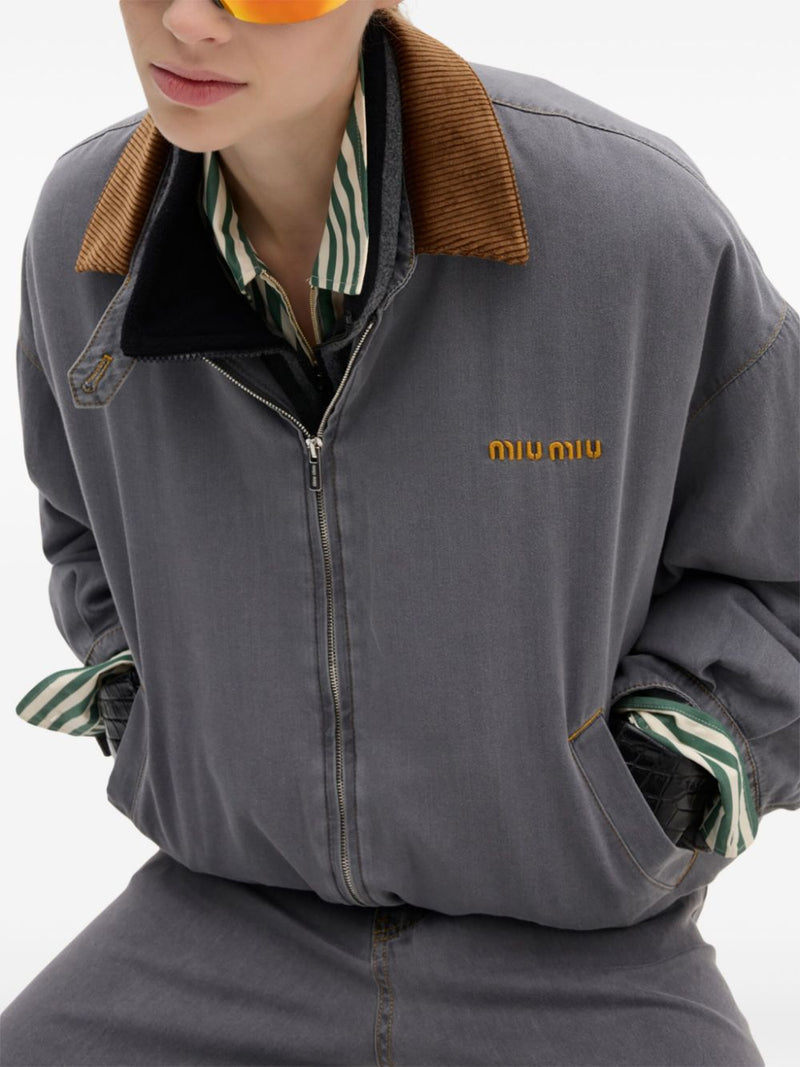 MIU MIU - Women Velvet Collared Chambray Jacket