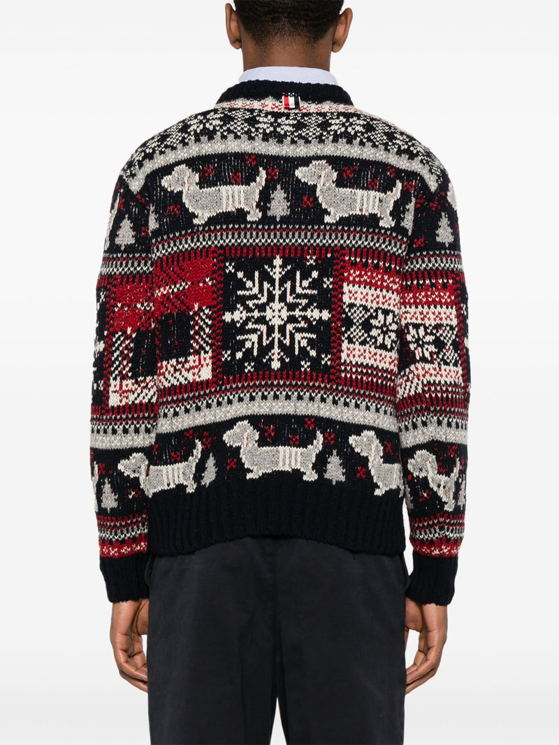 THOM BROWNE - Men Relaxed Fit Crew Neck Pullover