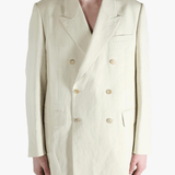 White jackets worn by a person, showing the jackets fit