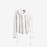 ANN DEMEULEMEESTER - Women Inna Ruffledcollar Wrinkled Cropped Longsleeve Top