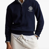 Navy hoodie worn by a person, showing the hoodie fit