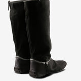 Black boots, back view