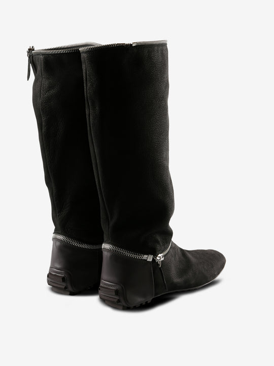 Black boots, back view