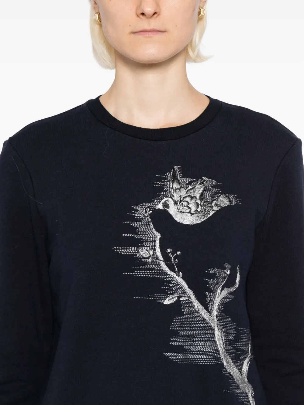 Close up of navy sweats-hoodies, showing texture of the Cotton fabric